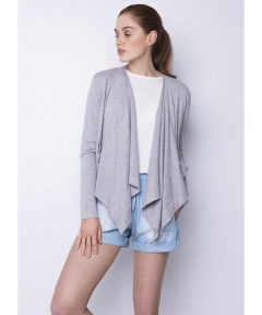 Draped Open-Front Cardigan - Light Grey