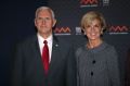 US Vice-President Mike Pence poses for a photograph next to Foreign Minister Julie Bishop during a visit to the ...