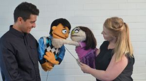 Nick Valois as Princeton and Emma McCormack as Kate Monster in Supa's <i>Avenue Q</i>. 