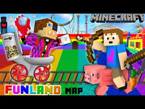 Duddy & Chase go to FUNLAND 3! Minecraft Amusement Park Map (FGTEEV Theme Park Mod Gameplay)