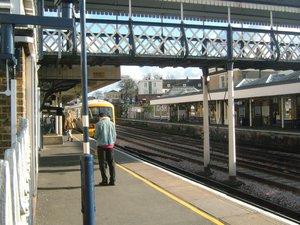 Gravesend railway station serves the town of Gravesend in north Kent; train services are operated by Southeastern. The station is 24 miles (38 km) from London Charing Cross. It has two central through lines for through freight trains and up and down loops that serve the two platforms.