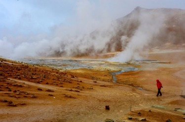 At Icelands Namaskar Pass we felt as though we were on another planet. The steam from the fissures gave an eerie feel to ...