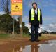 Senator Derryn Hinch on Paynes Road a dirt road near the corner of the Western Highway in Rockbank. He is there to ...