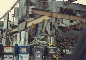 Rodney King riots (1992 Los Angeles riots) - Burned buildings in LA