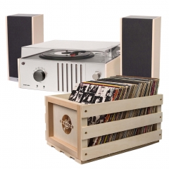 Crosley Player II Turntable + Record Storage Crate Bundle