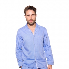 Blue Herringbone Pyjama Shirt