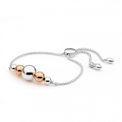 Silver and Rose Gold Ball Sliding Bracelet