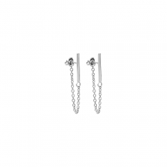 The Classic Bar Earring with Chain in Sterling Silver- Pair