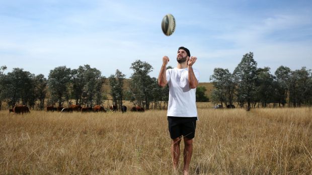 James Tedesco at home on his families farm at Menangle in 2016.