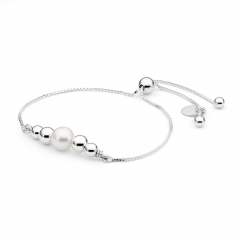 Silver and Pearl Sliding Friendship Bracelet