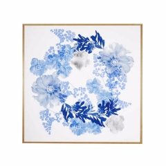 Floral Paper Print Blue with Silver Foil