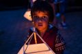 3-year-old Marandu Neale of Watson at the Anzac eve peace vigil.