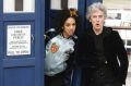 Peter Capaldi as Doctor Who with Pearl Mackie as his companion. 