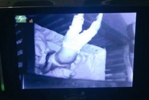 The handstanding baby caught on the baby monitor. 