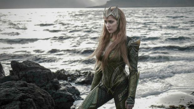 Amber Heard in costume for her new film, <i>Aquaman</i>.