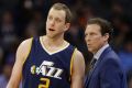 Utah Jazz forward Joe Ingles and Jazz coach Quin Snyder.