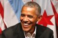 Former President Barack Obama smiles as he hosts a conversation on civic engagement on Monday.