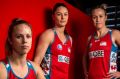 Rebel threat: From left, ex-Swifts teammates Paige Hadley, Diamonds captain Sharni Layton and Kim Green have all signed ...