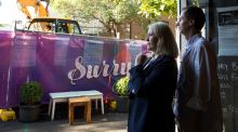 Amelia and David Birch outside their business, The Book Kitchen. They save the cafe's revenue has more than halved since ...