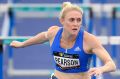 SYDNEY, AUSTRALIA - APRIL 02: Sally Pearson of Queensland competes in her Open Womens Preliminary 100m Hurdles event ...