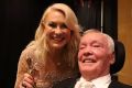 Kerri-Anne Kennerley and her husband John pose with the Hall Of Fame Logie Award.