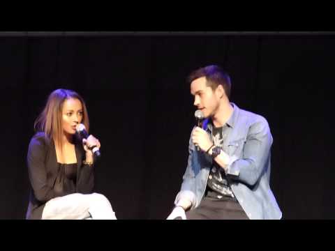 Chris Wood & Kat Graham at Bloodynightcon Brussels  may 2015 doing imitations