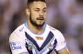 SYDNEY, AUSTRALIA - APRIL 22: Jarryd Hayne of the Titans runs the ball during the round eight NRL match between the ...