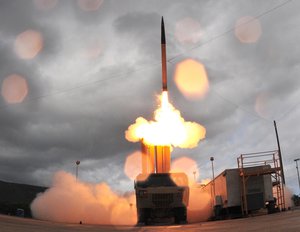 File - The Terminal High Altitude Area Defense, or THAAD, element gives the Ballistic Missile Defense System a globally transportable, rapidly deployable ability to intercept and destroy ballistic missiles inside or outside the atmosphere during their final, or terminal, phase of flight.