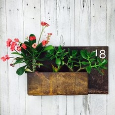  - Rusty Metal Planter Boxes - House Numbers