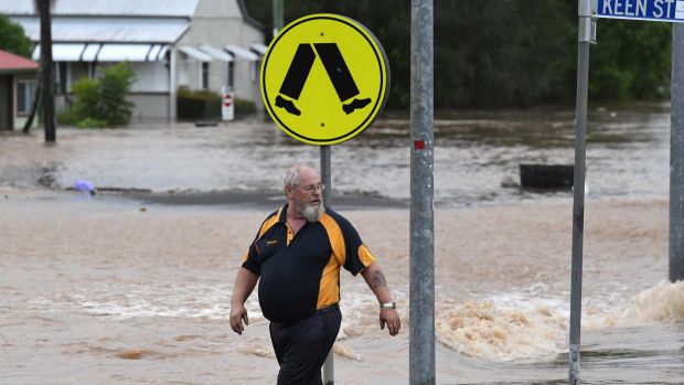 Lismore's CBD is flooded after the Wilsons River breached its banks early on Friday.