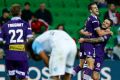 Heartbreak: Perth's Joel Chianese celebrates scoring with Andy Keogh.