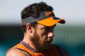 GWS Giants Shane Mumford training on Thursday afternoon at Manuka Oval.