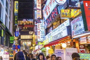 Myeong-Dong district, Seoul's premiere district for shopping in the city.