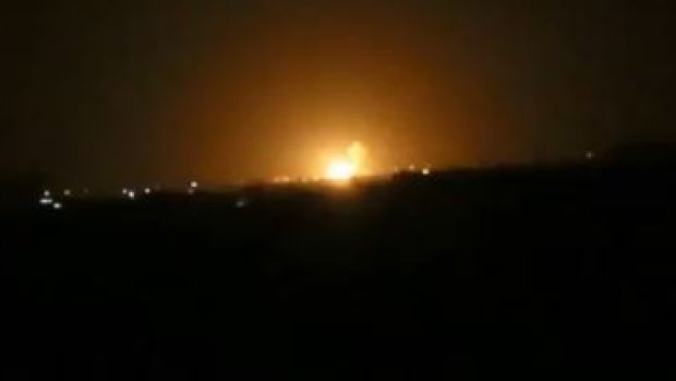 Image taken from video purporting to show the moment an explosion rocked Damascus on Thursday.