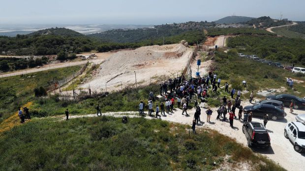 Journalists gather at a border point in south Lebanon last week, during a media trip organised by Hezbollah to show the ...