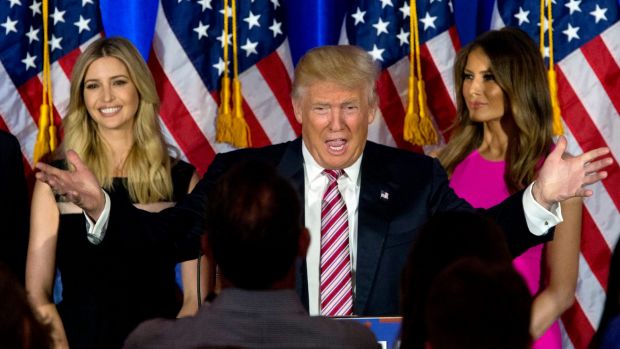 Donald Trump is accompanied by his wife and/or daughter because their presence add to his image as an alpha-male patriarch.