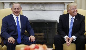 In this Wednesday, Feb. 15, 2017 file photo, US President Donald Trump and Israeli Prime Minister Benjamin Netanyahu meet in the Oval Office of the White House in Washington.