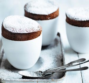 Jill Dupleix's simple flourless chocolate and almond souffles.