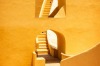 Architectural detail photo of the Jantar Mantar monument in Jaipur, Rajasthan, India. It is a collection of nineteen ...