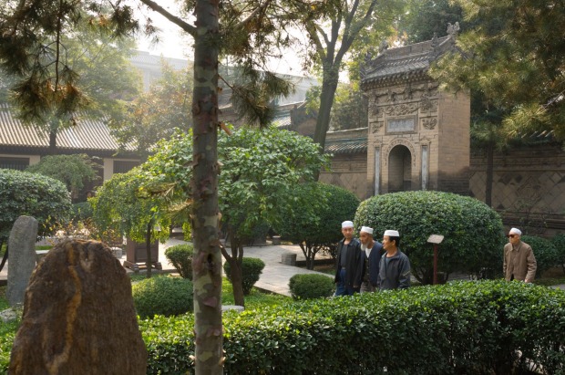 China's Shaanxi Xian Muslim quarter's Great Mosque's gardens.