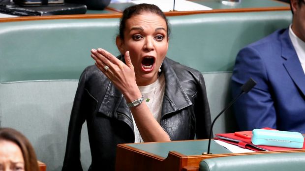 Labor MP Anne Aly reacts to an answer by Immigration Minister Peter Dutton during question time on Monday.