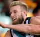 Jackson Trengove of the Power takes a mark.