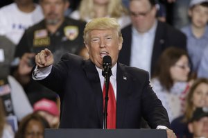 President Donald Trump speaks at a rally in Harrisburg, Pa., Saturday, April 29, 2017.