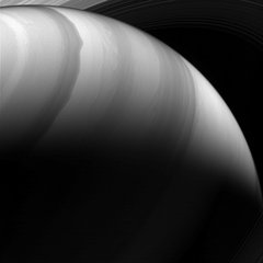 When imaged at infrared wavelengths that pierce the planet’s upper haze layer, the high-speed winds of Saturn's atmosphere produce watercolor-like patterns.