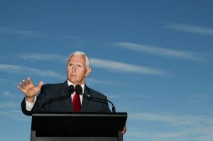 SYDNEY, AUSTRALIA - APRIL 22: US Vice President Mike Pence speaks during a press conference at Kirribilli House on April ...