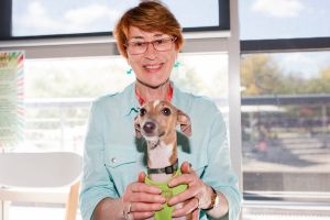 Eileen Dunstone, of Bruce with Echo the Italian greyhound.