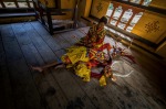 Bhutanese masked dancers having a well-deserved break...