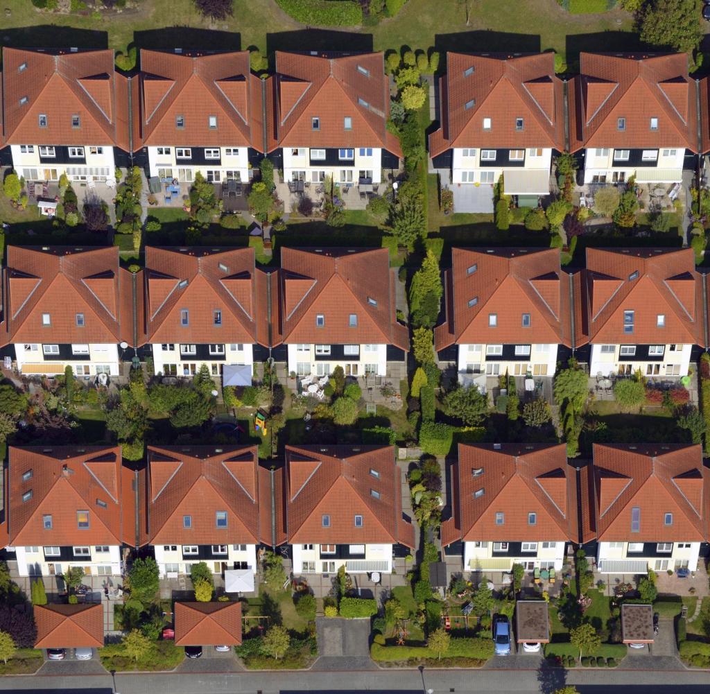 Aerial view, housing development, Wentorf, Schleswig-Holstein, Germany, Europe