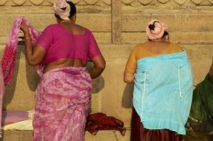 Living traditions: Women wear Varanasi silks.