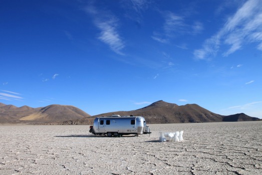 Cosy abode: The Airstream campervan, imported from the United States, is more luxurious than most hotels.